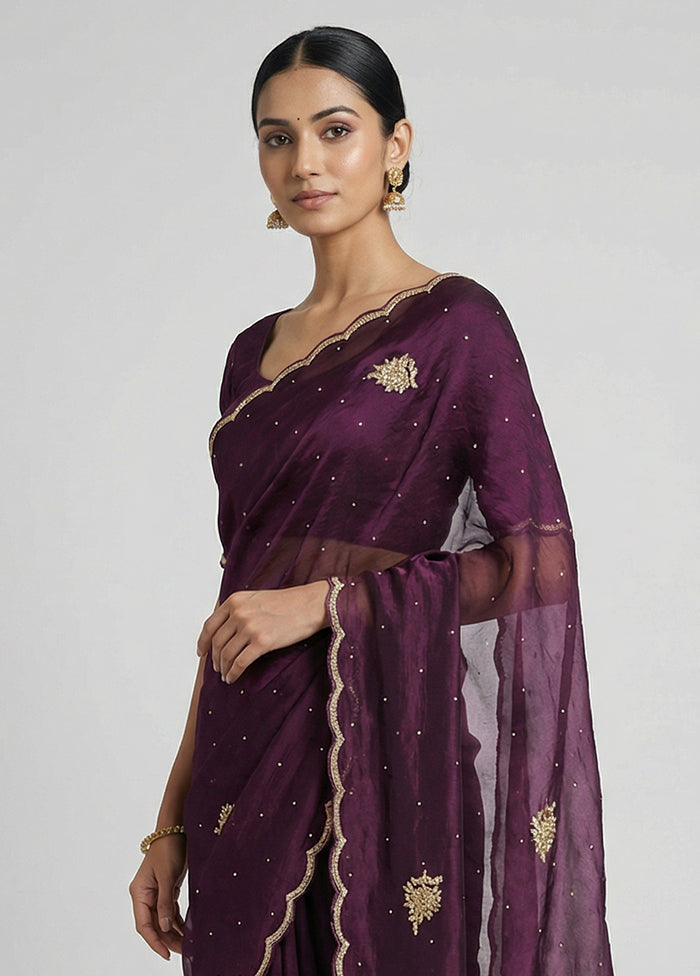 Purple Tissue Silk Saree With Blouse Piece