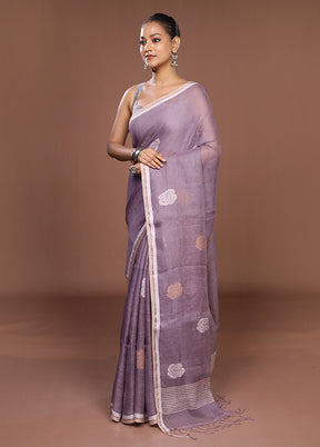 Purple Matka Silk Saree With Blouse Piece