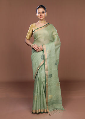 Green Matka Silk Saree With Blouse Piece