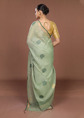 Green Matka Silk Saree With Blouse Piece