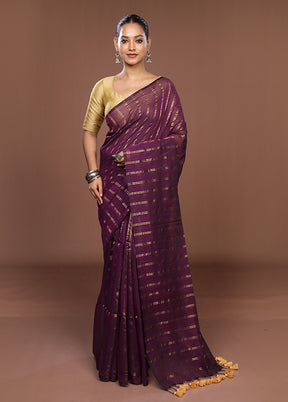 Purple Matka Silk Saree Without Blouse Piece