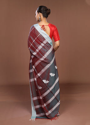 Maroon Matka Silk Saree With Blouse Piece