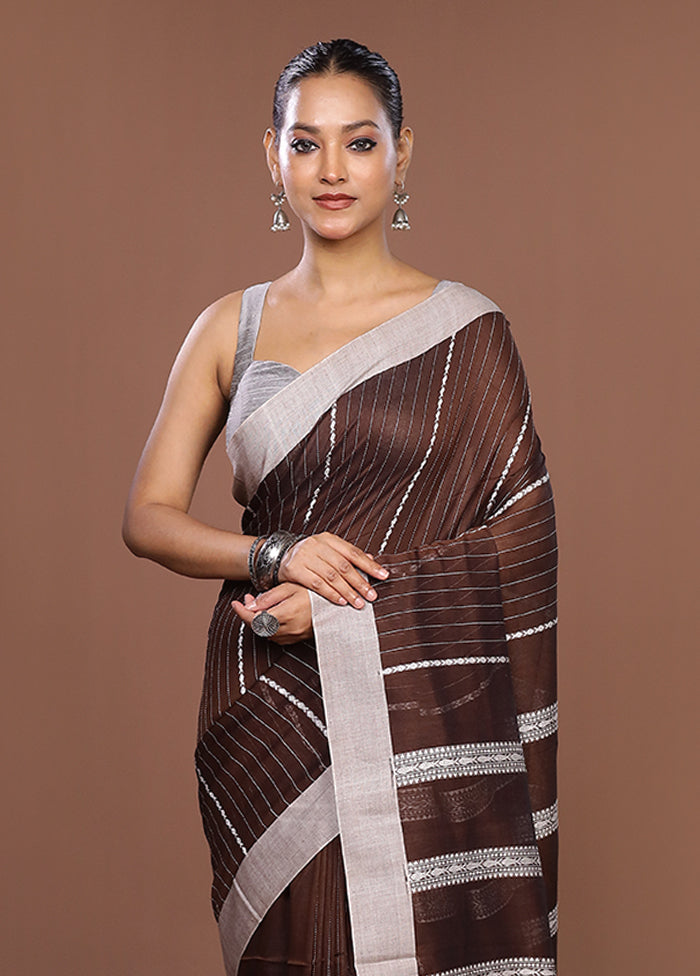 Brown Matka Silk Saree With Blouse Piece
