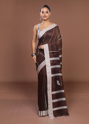 Brown Matka Silk Saree With Blouse Piece