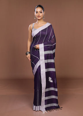 Blue Matka Silk Saree With Blouse Piece