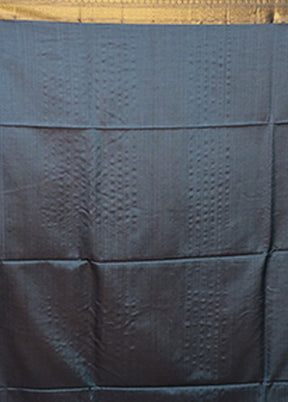 Blue Handloom Matka Pure Silk Saree With Blouse Piece