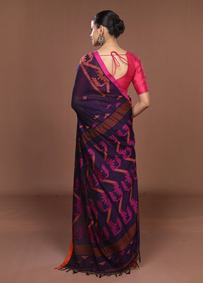 Blue Matka Silk Saree With Blouse Piece