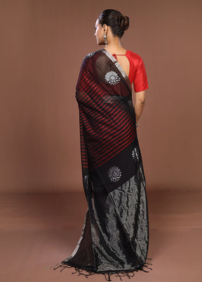 Black Matka Silk Saree With Blouse Piece