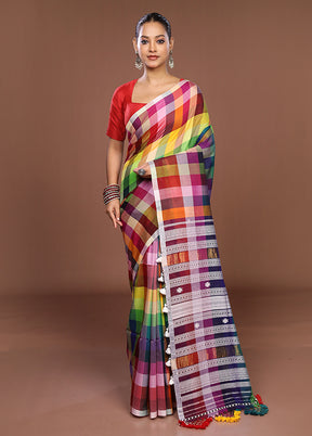 Multicolor Matka Silk Saree With Blouse Piece