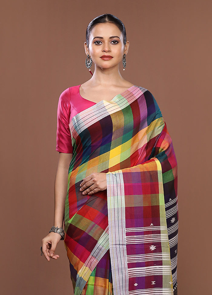 Pink Matka Silk Saree With Blouse Piece