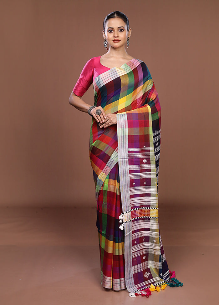 Pink Matka Silk Saree With Blouse Piece