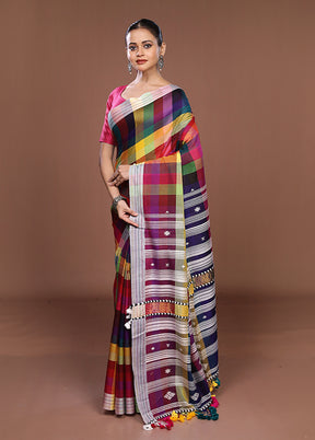 Pink Matka Silk Saree With Blouse Piece