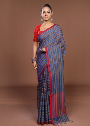 Multicolor Matka Silk Saree With Blouse Piece