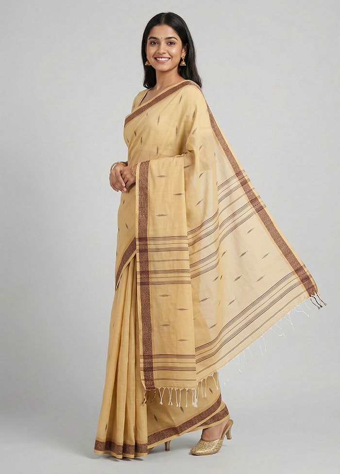 Yellow Matka Silk Saree With Blouse Piece