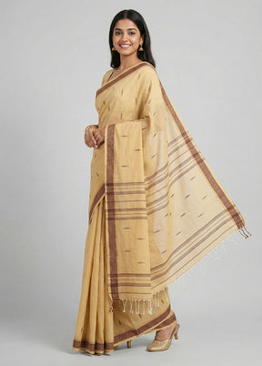 Yellow Matka Silk Saree With Blouse Piece