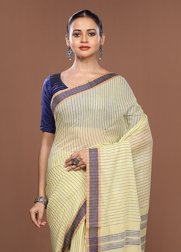 Yellow Matka Silk Saree With Blouse Piece