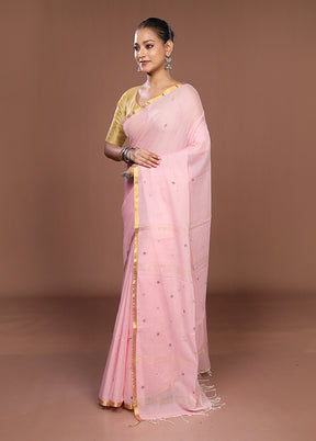 Pink Matka Silk Saree With Blouse Piece