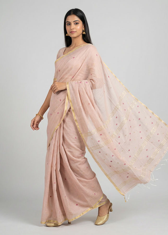 Pink Matka Silk Saree With Blouse Piece