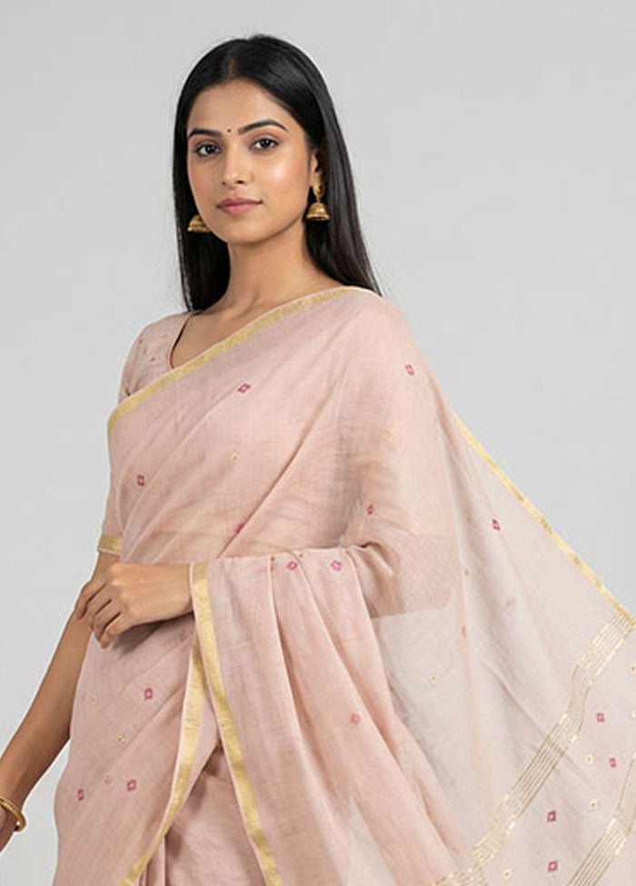 Pink Matka Silk Saree With Blouse Piece