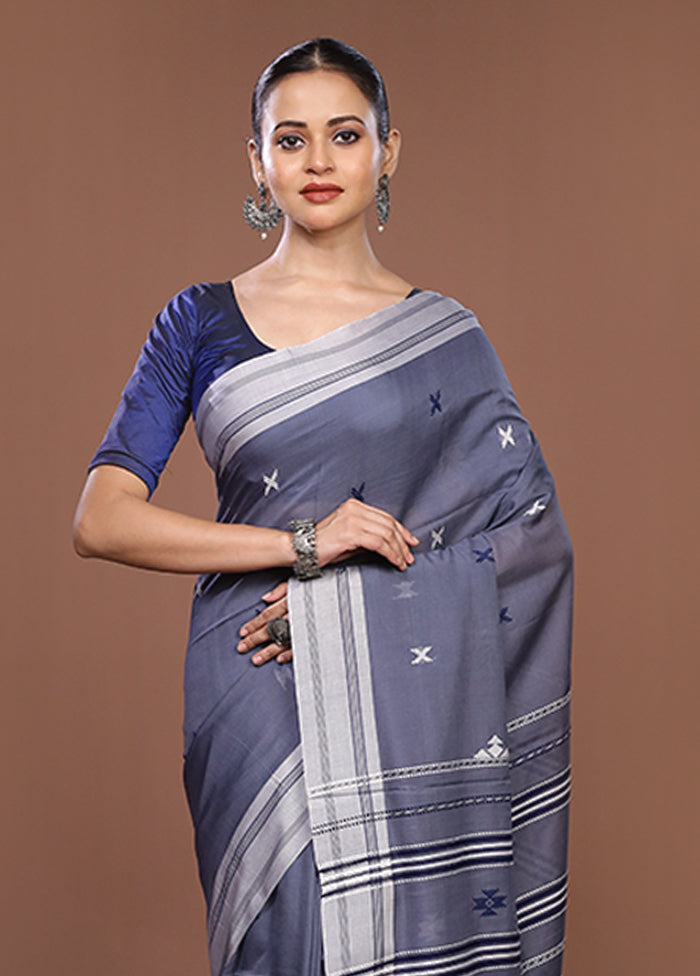 Blue Matka Silk Saree With Blouse Piece