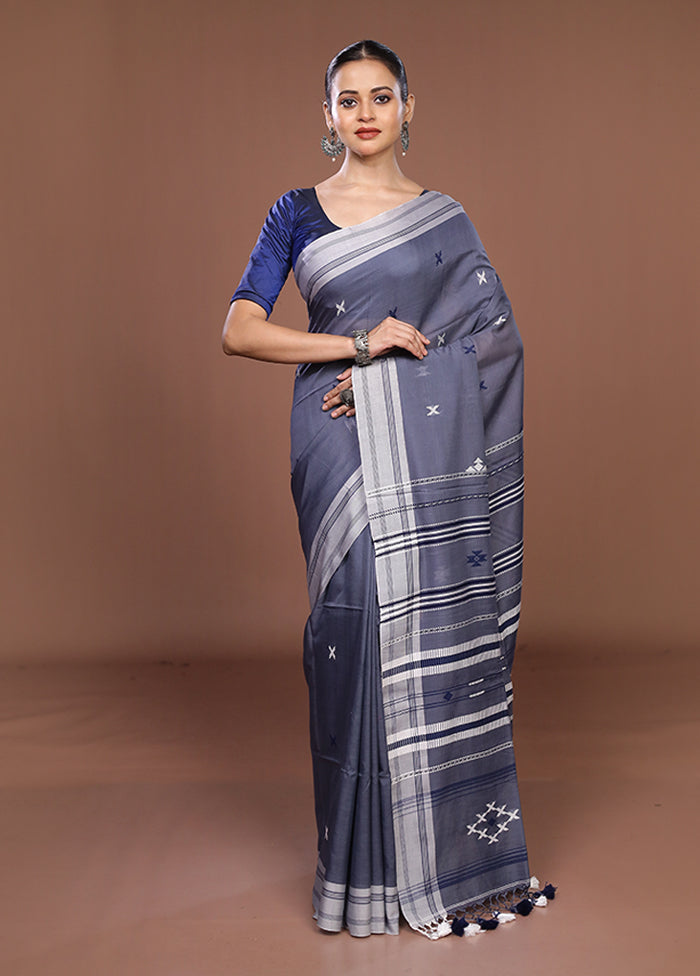 Blue Matka Silk Saree With Blouse Piece
