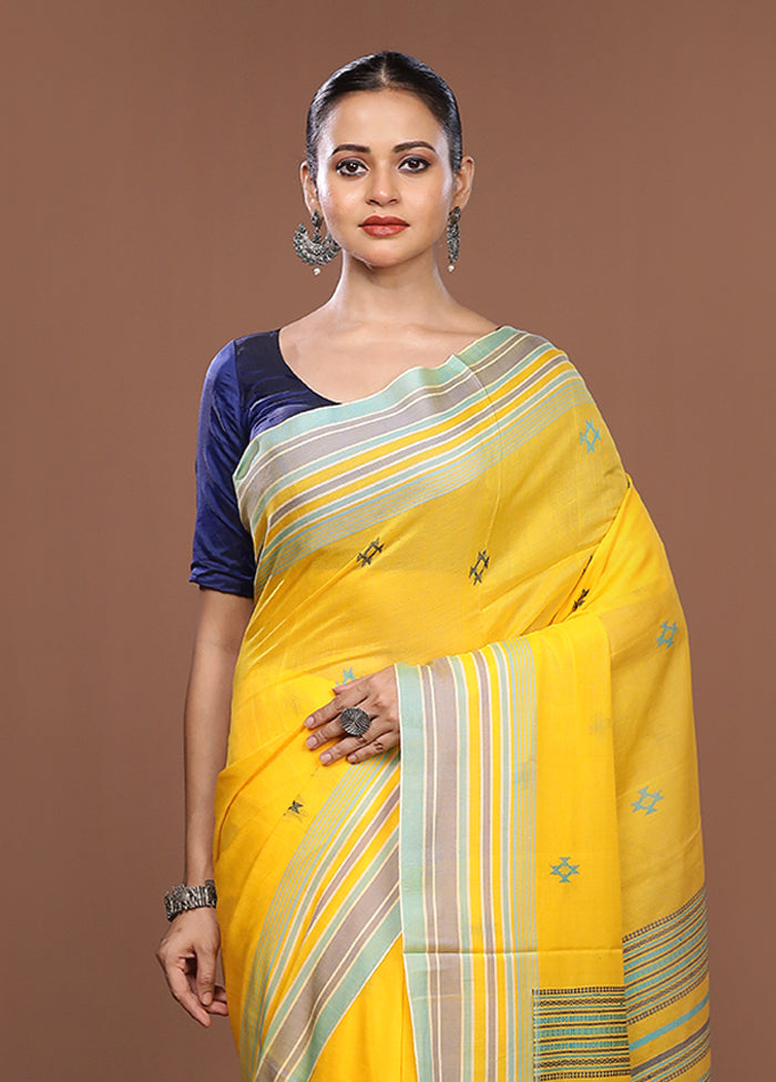 Yellow Matka Silk Saree With Blouse Piece