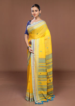 Yellow Matka Silk Saree With Blouse Piece