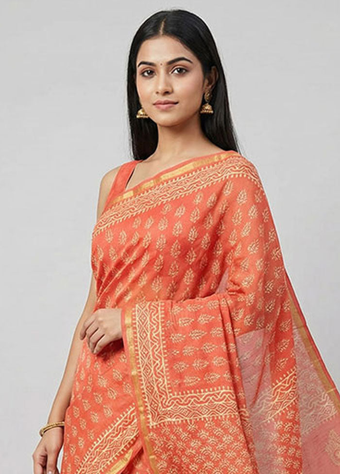 Pink Chanderi Silk Saree With Blouse Piece