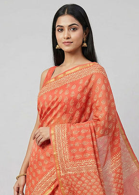 Pink Chanderi Silk Saree With Blouse Piece
