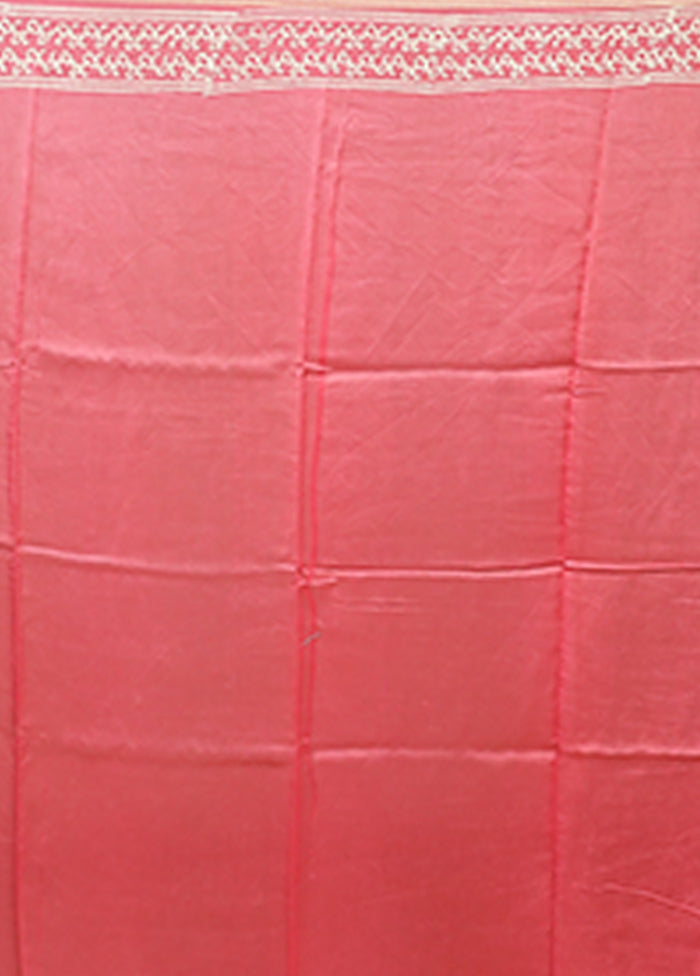 Pink Chanderi Silk Saree With Blouse Piece