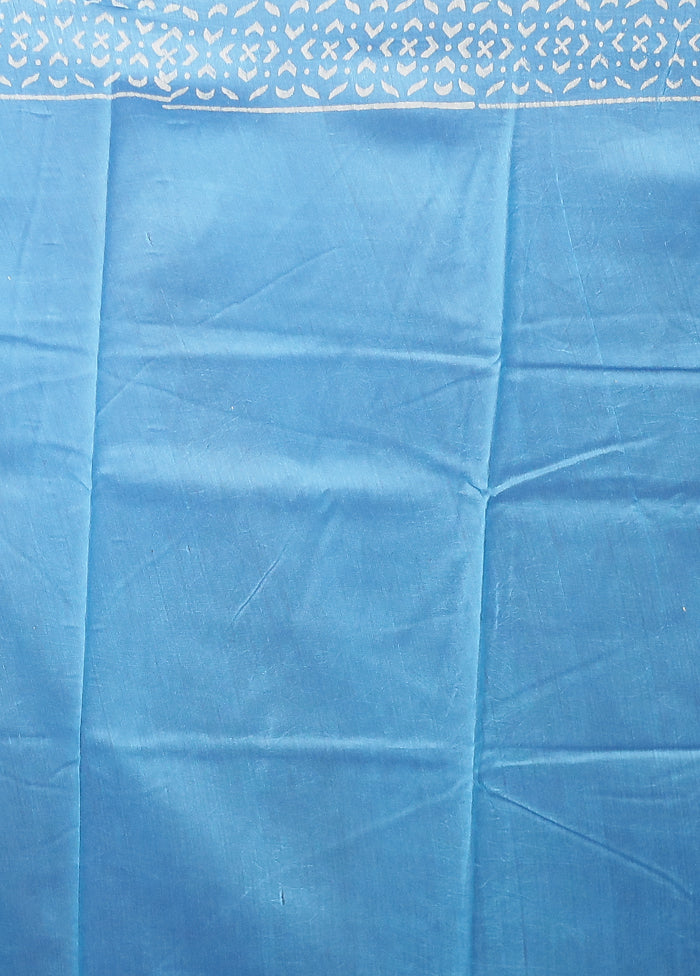 Blue Chanderi Silk Saree With Blouse Piece