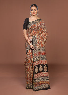 Cream Chanderi Silk Saree With Blouse Piece
