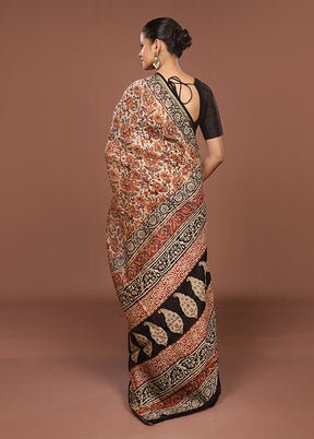 Cream Chanderi Silk Saree With Blouse Piece