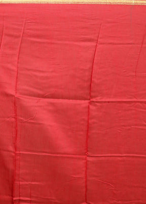Red Chanderi Silk Saree With Blouse Piece