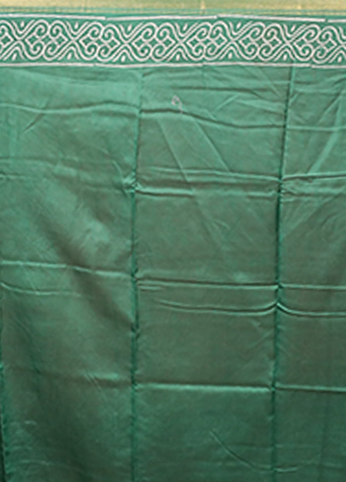 Green Chanderi Silk Saree With Blouse Piece
