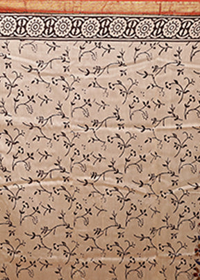 White Chanderi Silk Saree With Blouse Piece