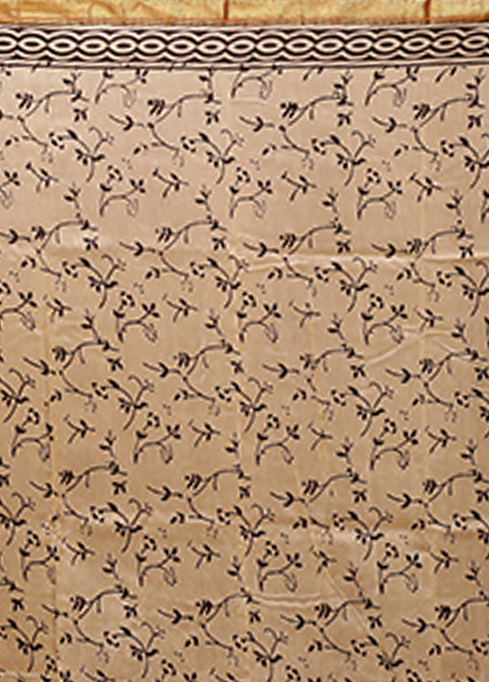 Cream Chanderi Silk Saree With Blouse Piece