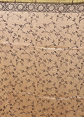 Cream Chanderi Silk Saree With Blouse Piece