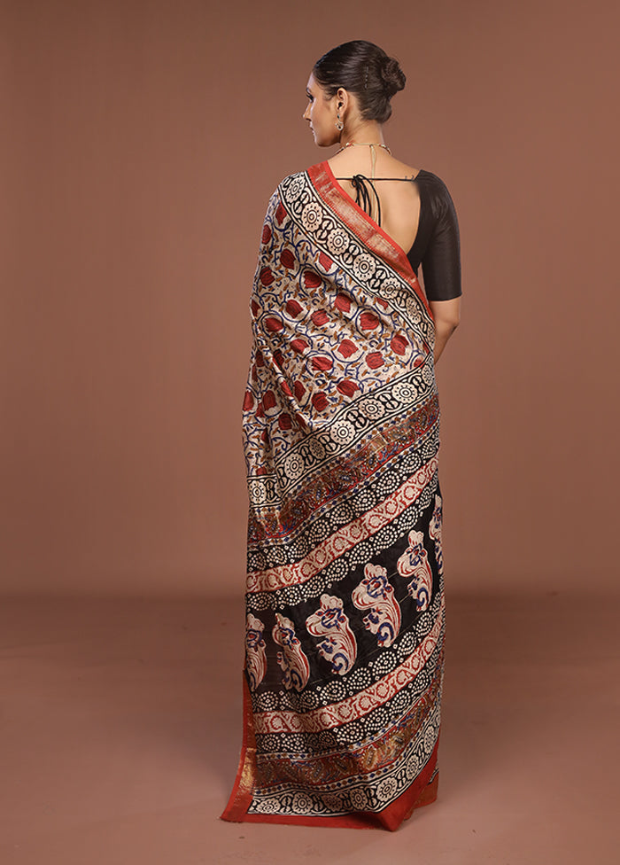 Cream Chanderi Silk Saree With Blouse Piece