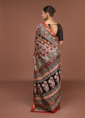 Cream Chanderi Silk Saree With Blouse Piece