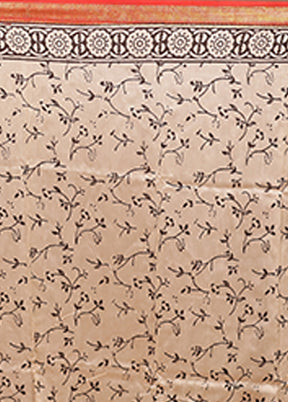 Cream Chanderi Silk Saree With Blouse Piece