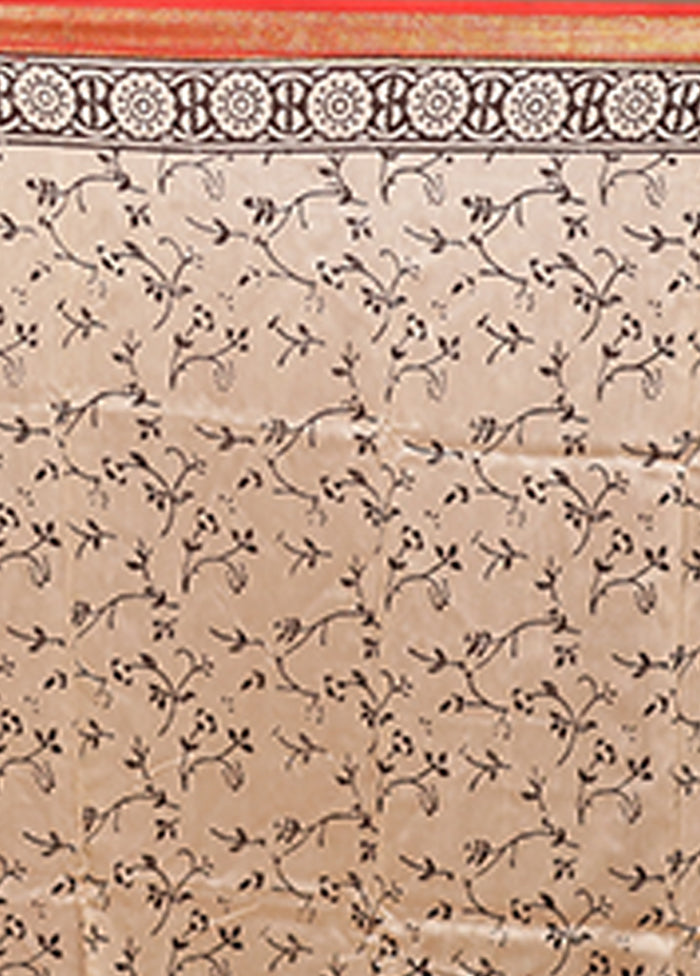 Cream Chanderi Silk Saree With Blouse Piece