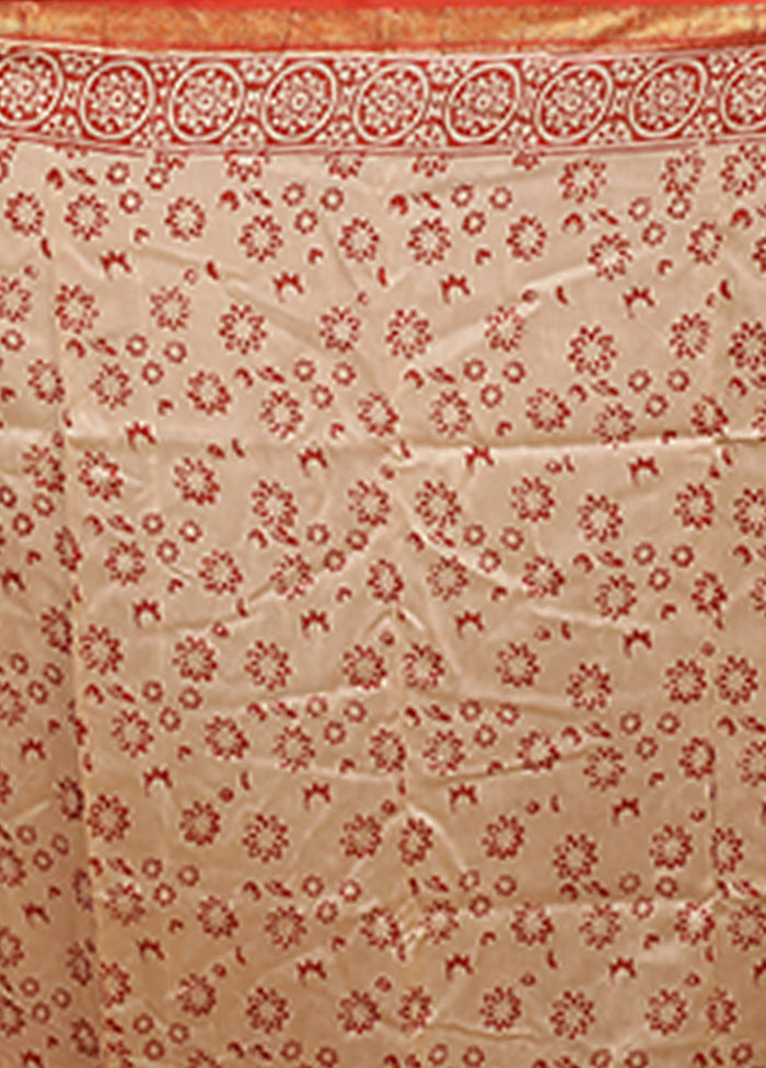 Cream Chanderi Silk Saree With Blouse Piece