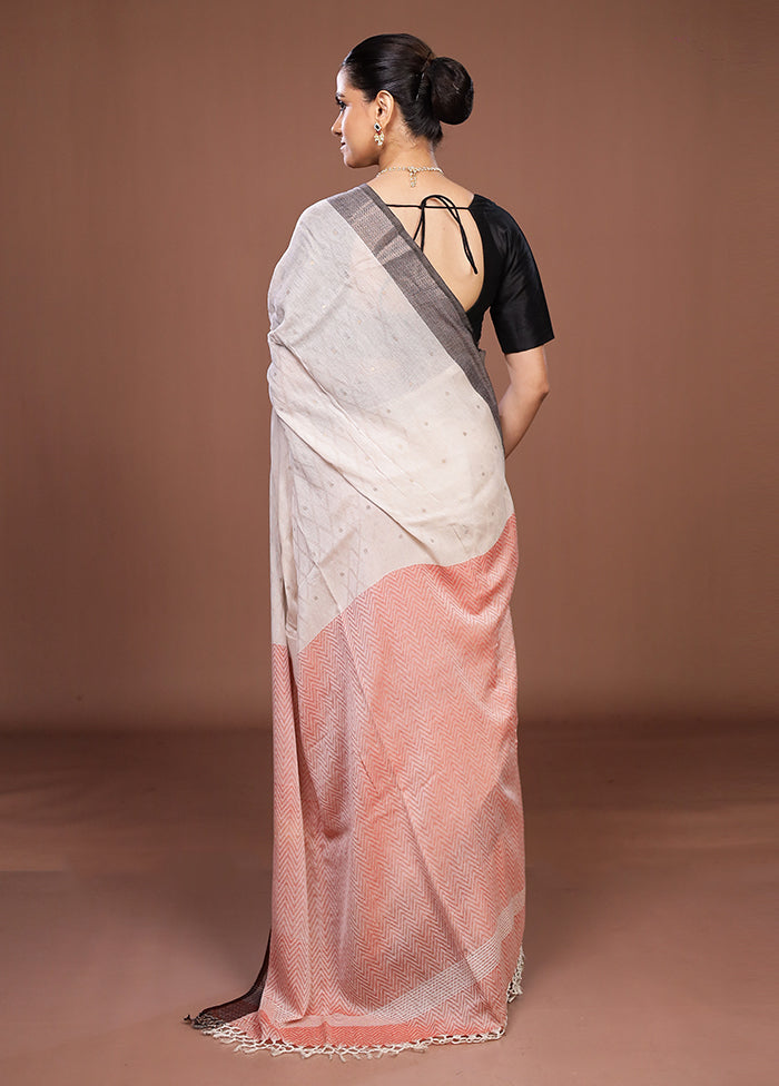 White Matka Silk Saree With Blouse Piece