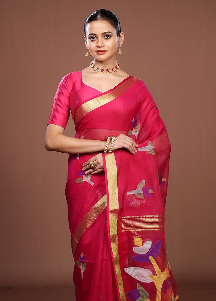 Pink Matka Silk Saree With Blouse Piece