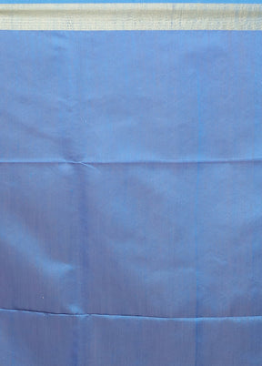 Blue Matka Silk Saree With Blouse Piece