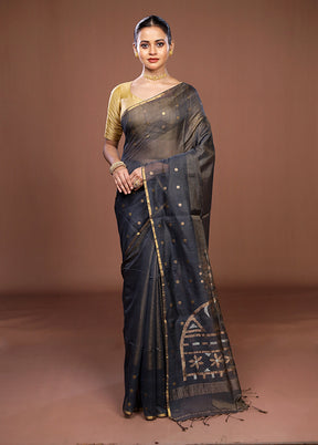 Black Matka Silk Saree With Blouse Piece