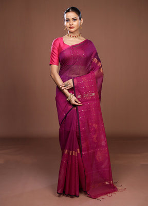 Purple Matka Silk Saree With Blouse Piece