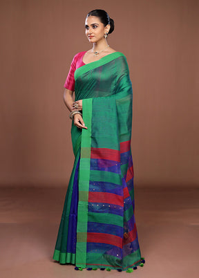 Green Matka Silk Saree With Blouse Piece