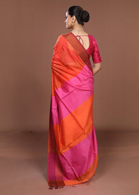 Multicolor Matka Silk Saree With Blouse Piece